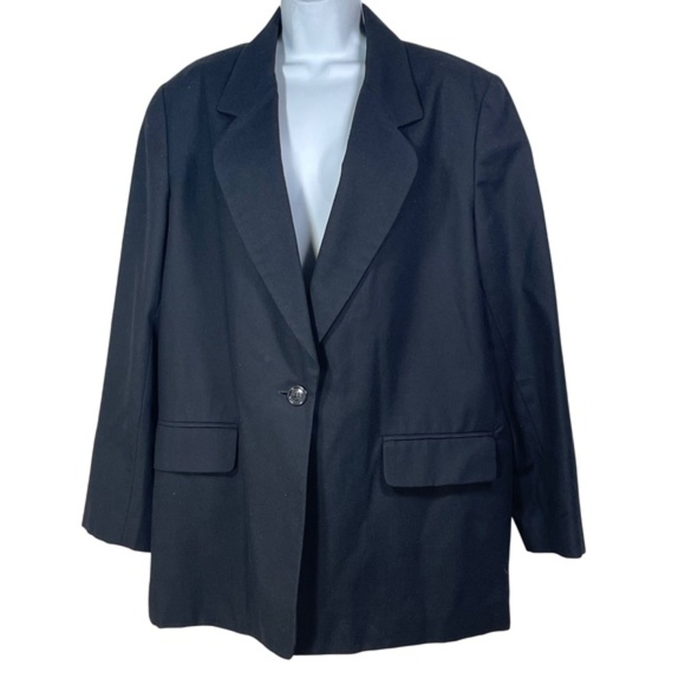 Harve Benard  Benard Holtzman Navy Blue‎ Single Button Blazer Jacket vintage